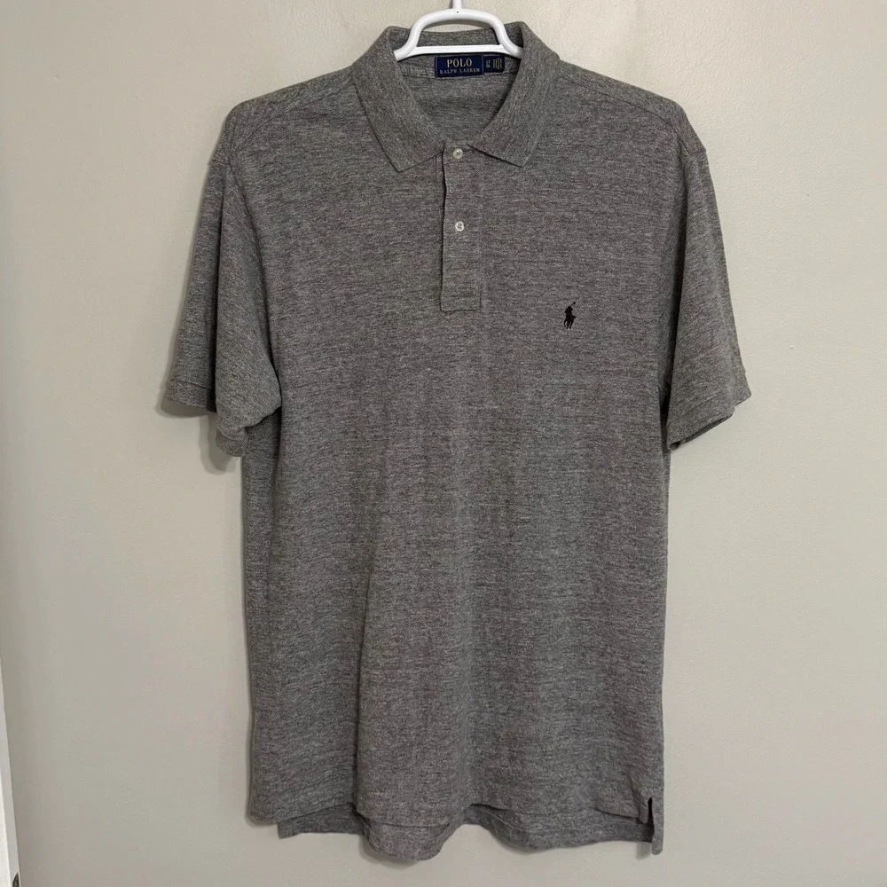 Polo Ralph Lauren Mens LT Grey Heather Short Sleeve Pony Logo Polo Shirt